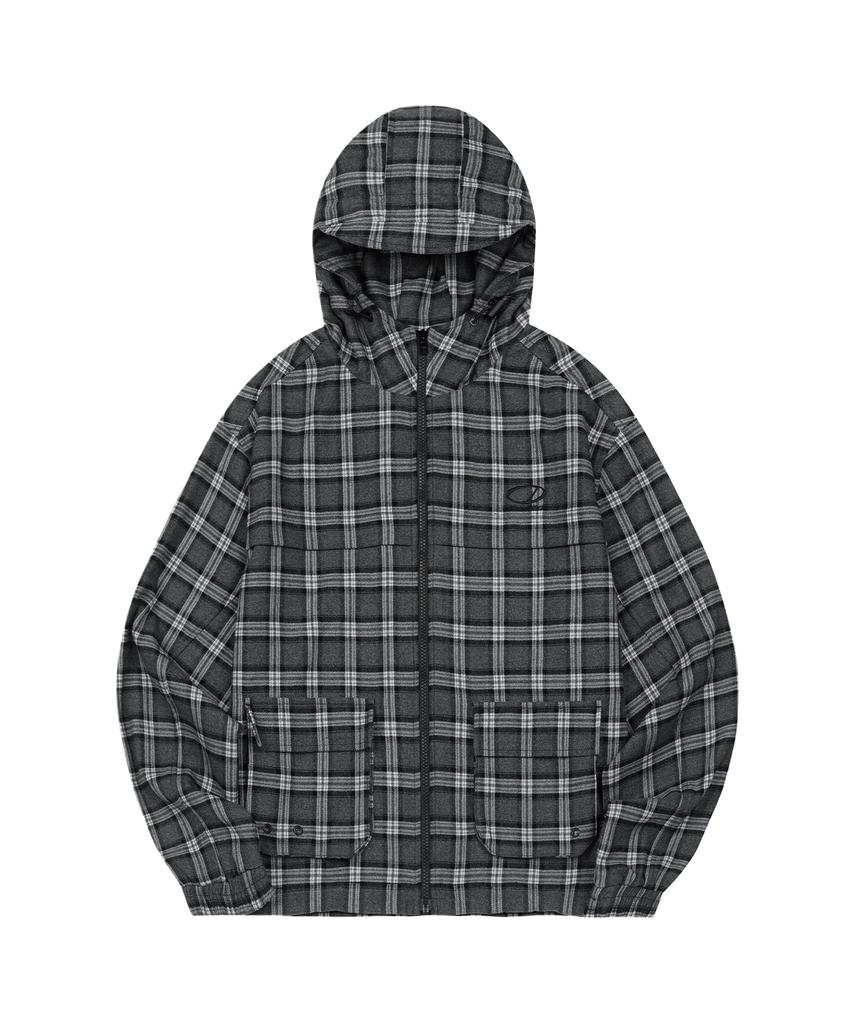 Oddstudio Flannel Check Hooded Jacket - Black