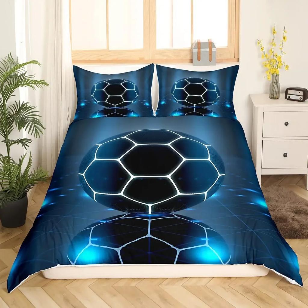 Football Duvet Cover Set Hand Drawn Sketch Soccer Sports Bedding Set for Boys Teens Men Twin Comforter Cover