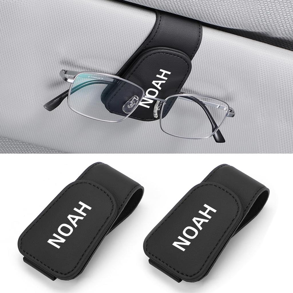 Leather sunglasses and eyeglass holder with exclusive NOAH logo for Noah Safe driving car and eyeglass Easy Magnetic glass Car 2 pieces for (80, 85,