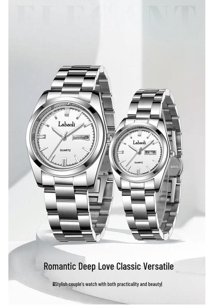 La Baoli LA421 Waterproof Quartz Steel Wristwatch for Couples