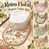 Non Slip U-Shaped Toilet Mat Quick Dry Toilet Pad Retro Floral Bathroom Rug  Bathroom