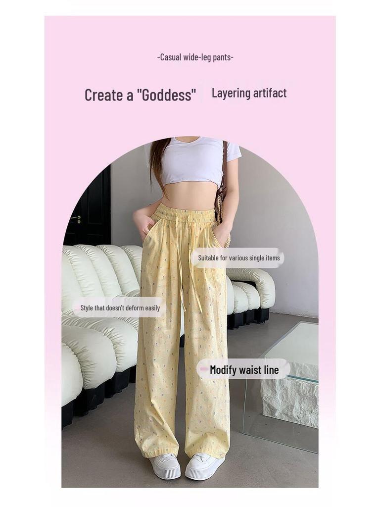 Colorful Polka Dot Women's Casual Wide-Leg High Waist Pants - Spring 2025 Dopamine Style