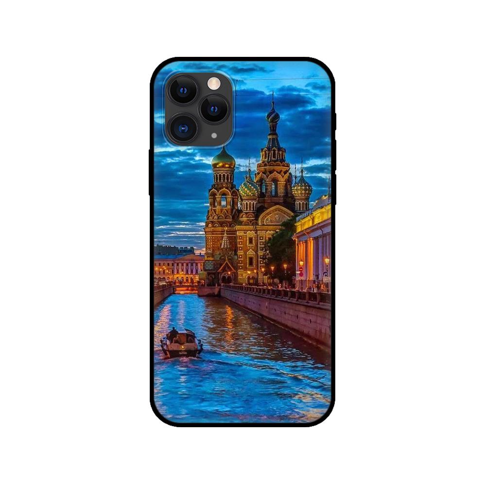 Black tpu case for iphone 5 5s se 2020 6 6s 7 8 plus x 10 XR XS 11 12 mini pro MAX back Russian Moscow Saint Petersburg