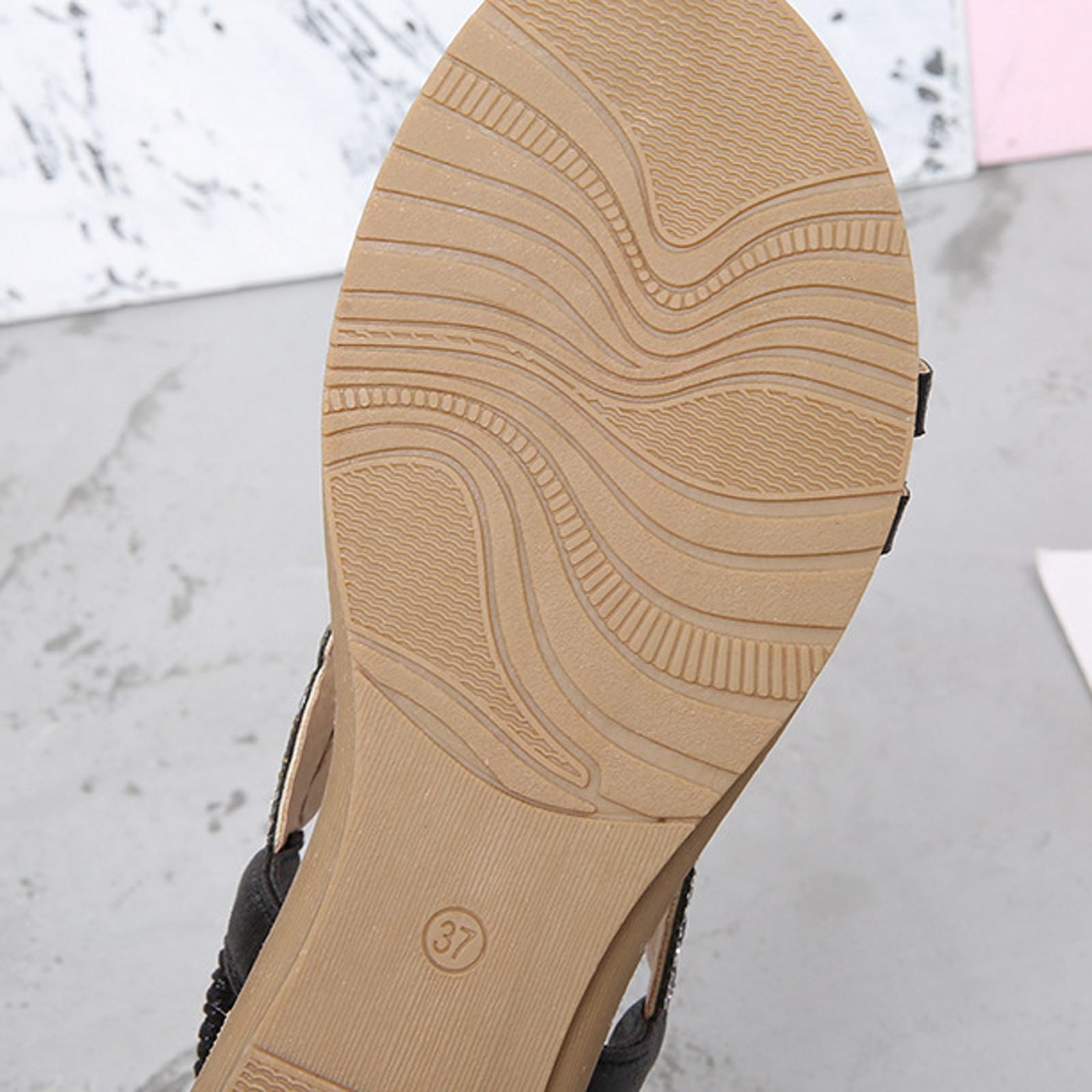 Летние женские сандалии на плоской подошве с блестящими цветами и кристаллами — фото 5