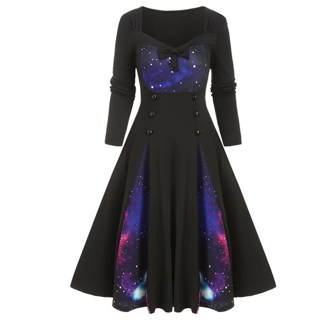 Women Bow-knot Dresses With Elegant Temperament And Long-sleeved Dresses