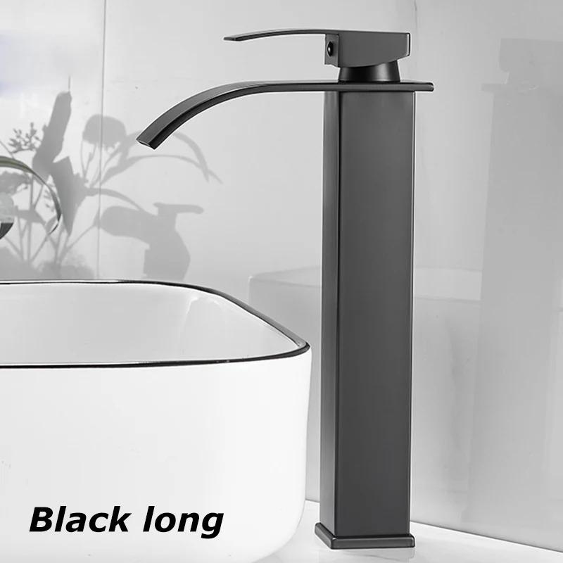 European Copper Waterfall Basin Faucet Style Black Silver Paint Hot and Cold Dual Control Faucet Kitchen Bathroom Wash Basin