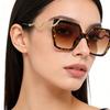 Fashion Square Frame Sunglasses With Metal Snake Temples For Men And Women UV400 Protections Large Lens Sun Glasses