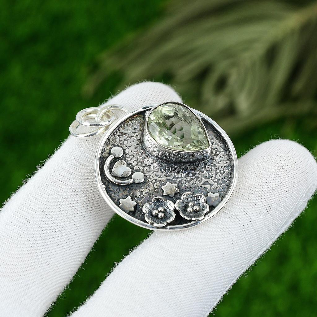 Anniversary Gift For Her Natural Lemon Topaz Gemstone Pendant 925 Silver