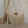 Semicircle Straw Woven Crossbody Bag Tassel Decor Stylish Shoulder Bag for Women Beach Party Daily Wear