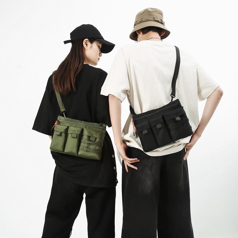 Men's Trendy Japanese Casual Canvas Shoulder Bag, Street Fashion Sports Hip-hop Crossbody Bag, Instagram Trendy Small Bag