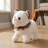 Interactive Cat Toy Wagging Tail Stuffed Ruffled Lace Brown White
