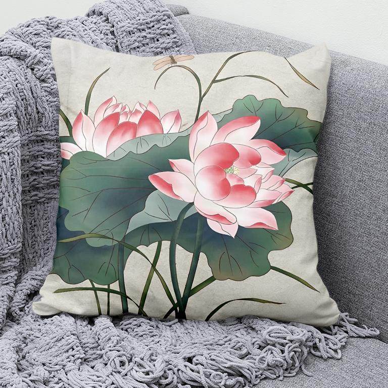 Car Living Room Sofa Cushion Cover Luxury Home Decoration Pillow Cover Chinese Style Lotus Koi Pattern