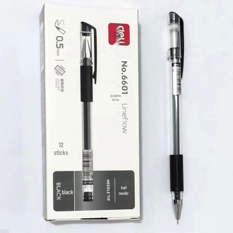 Deli Carbon Fiber Gel Pens: Retractable, Water-Based, Ideal for Students, Business Signatures, Meeting Notes, and Finance.