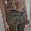 LCDC™ Cut-Out Waist Washed Denim (Sand Gray)
