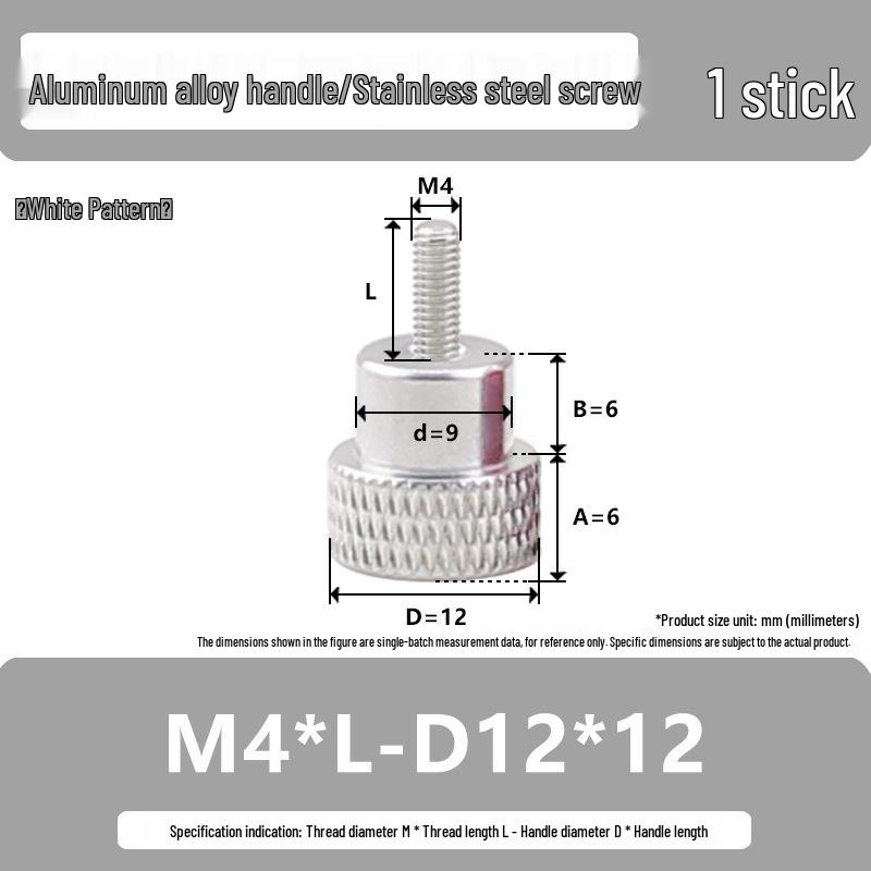 M4 Aluminum Alloy Knurled Twist Handle Bolt with Stainless Steel Head