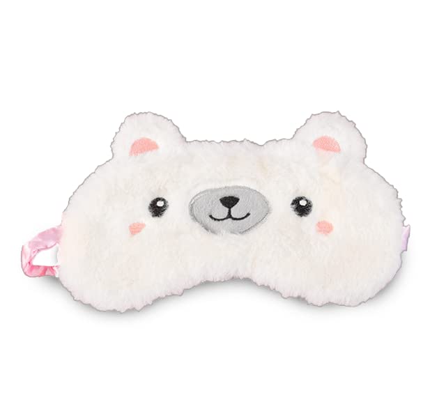 Helllabow Eye Cute Bear Fluffy Soft Plush Toy for Sleep Nap Travel Mask, Character, Animal, Kids, Aid, Aid, Lightweight,
