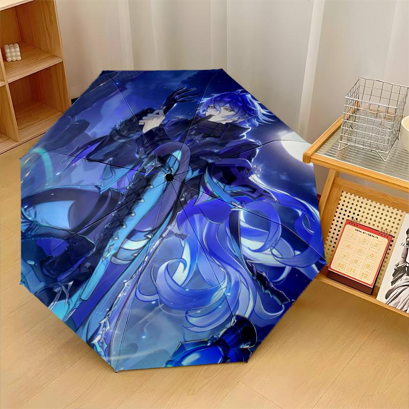 Genshin Impact Windproof Auto 8 Rib Folding Umbrella Portable Outdoor Parasol
