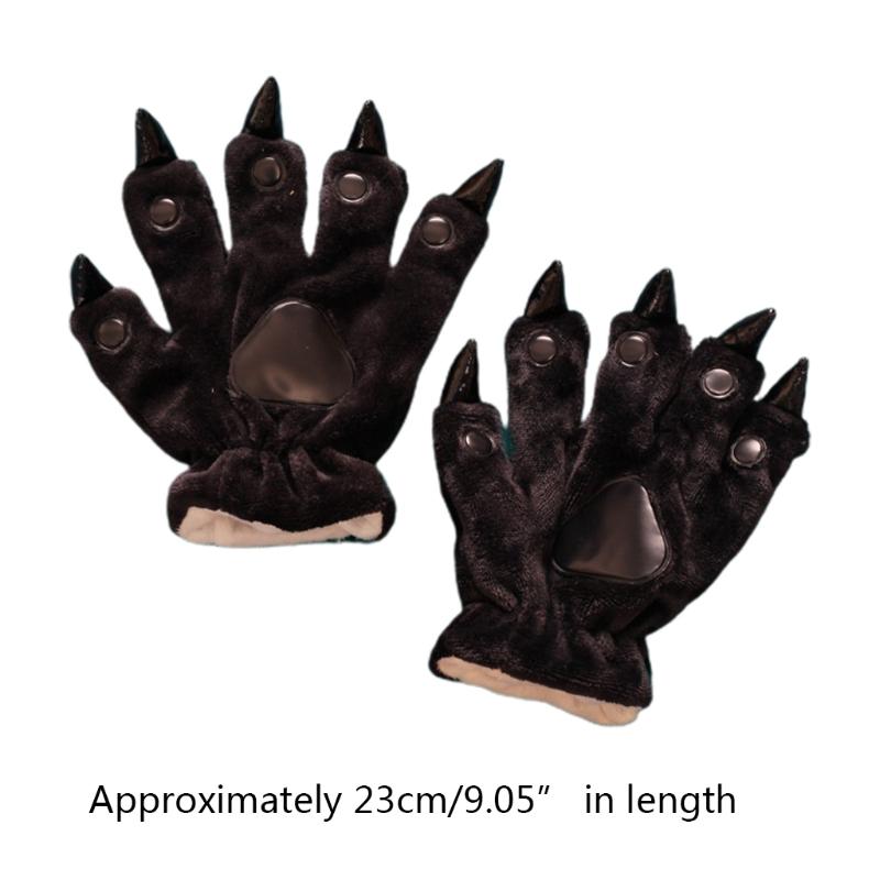 Plush Dinosaur Paw Gloves Cartoon Cute Animal Hand Gloves Animal Paw Warm Gloves Cosplay Tool Costume Party Accessories