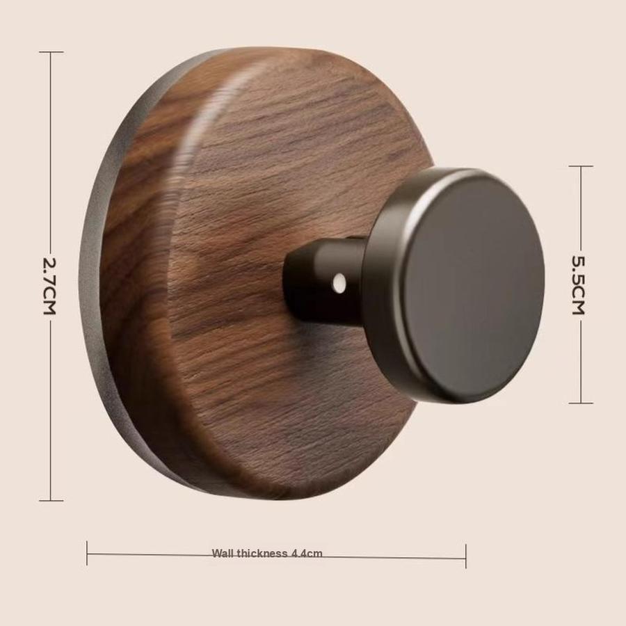 5 pcs Walnut Wood Door Hanging Hooks with Adhesive - Over Door Hook for Coats and Hats, No Drilling Adhesive Hooks