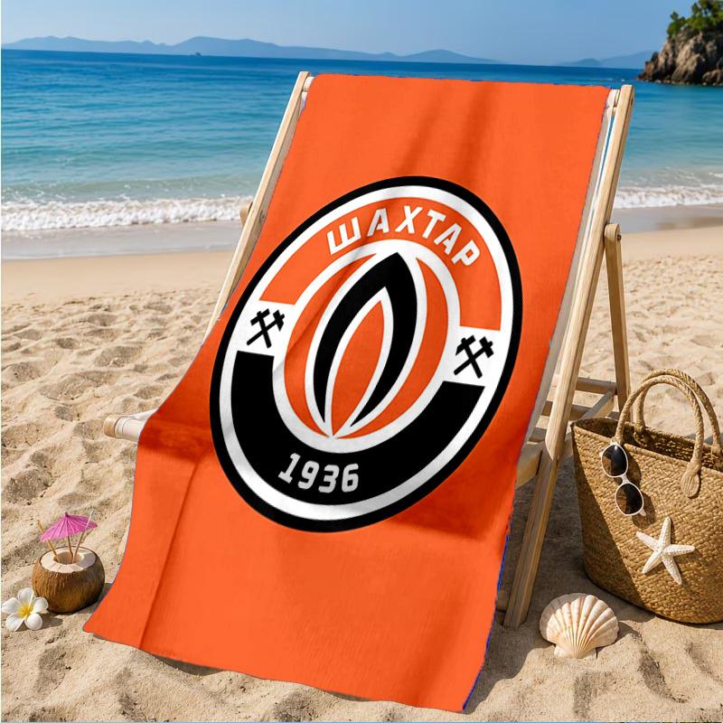 Asciugamano da Spiaggia con Design dello Stemma dello Shakhtar Donetsk, Asciugatura Rapida, Facile da Curare, Adatto Sia per il Fitness che per le Vacanze al Mare, Essenziale per lo Sport