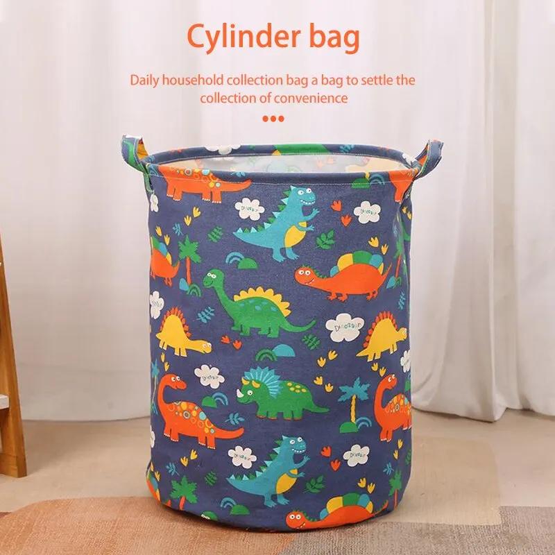 Dirty Laundry Baskets Foldable Round Waterproof Organizer Bucket Cotton Linen Clothing Children Toy Home Large Capacity Storage