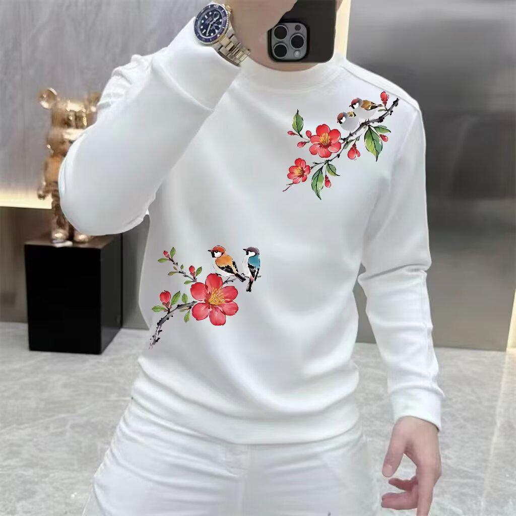 Men s Pink Heavyweight Round Neck Hoodie - Casual Autumn Streetwear 3XL