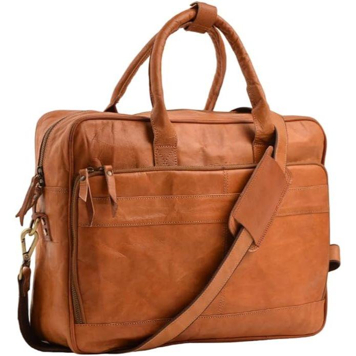 Ručně vyráběná celozrnná vintage kožená brašna na aktovky pro muže, ženy, kancelářské školní brašny na notebook, střední 16 palců
