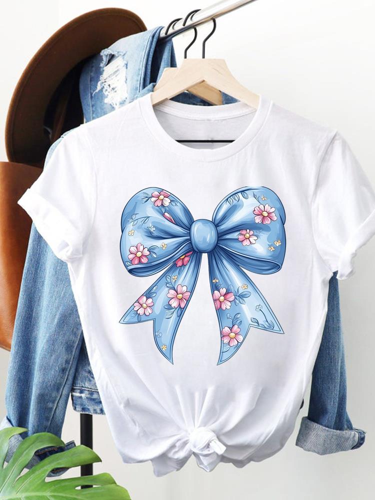 (Asian Size) Clothing T Shirt Women Fashion Tee Top Woman Print travel flower cute Female Short Sleeve Graphic T-shirts