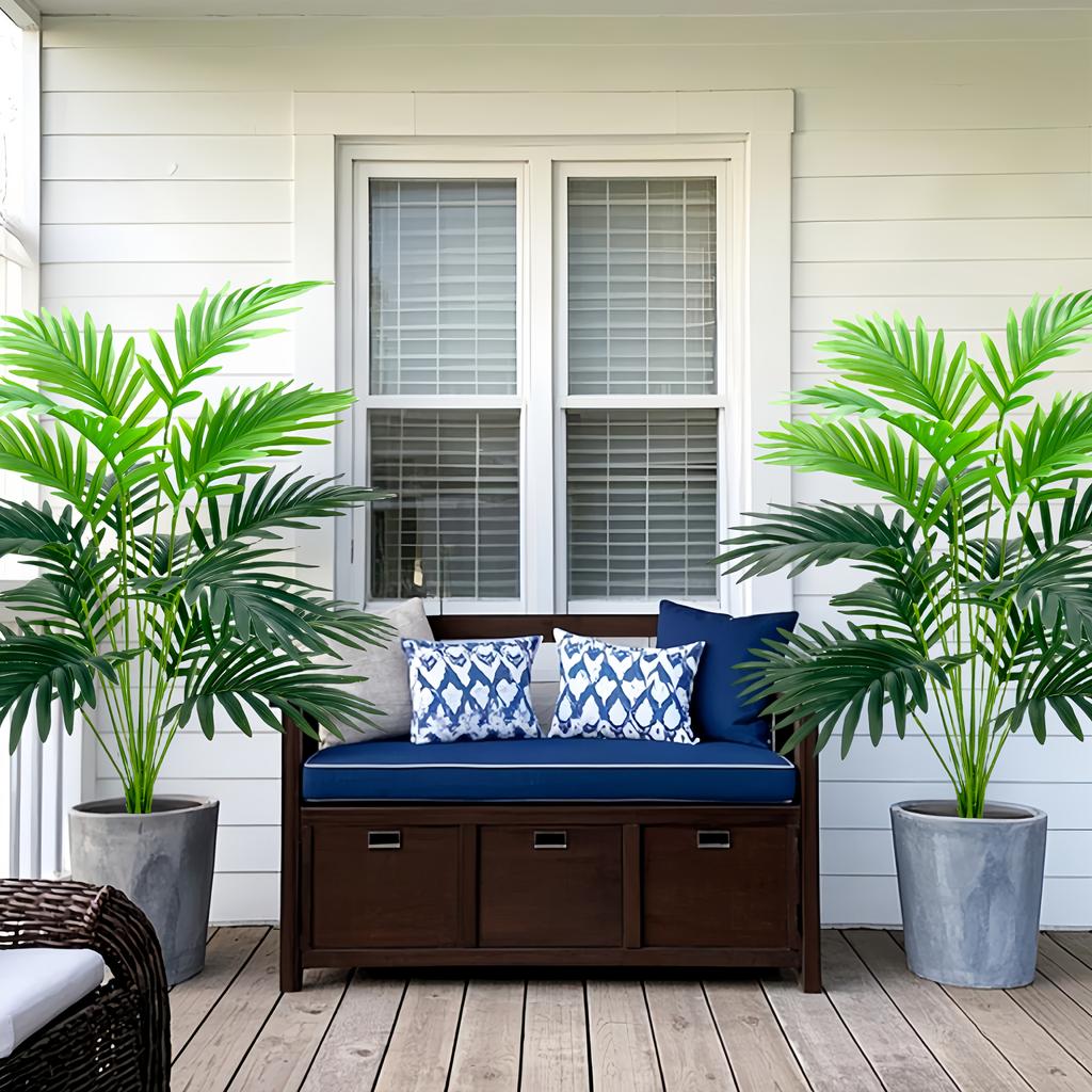 3pcs Outdoor Artificial Green Plants, High Simulation Palm Tree Sets, Indoor/outdoor Use, Excluding Flower Pots.