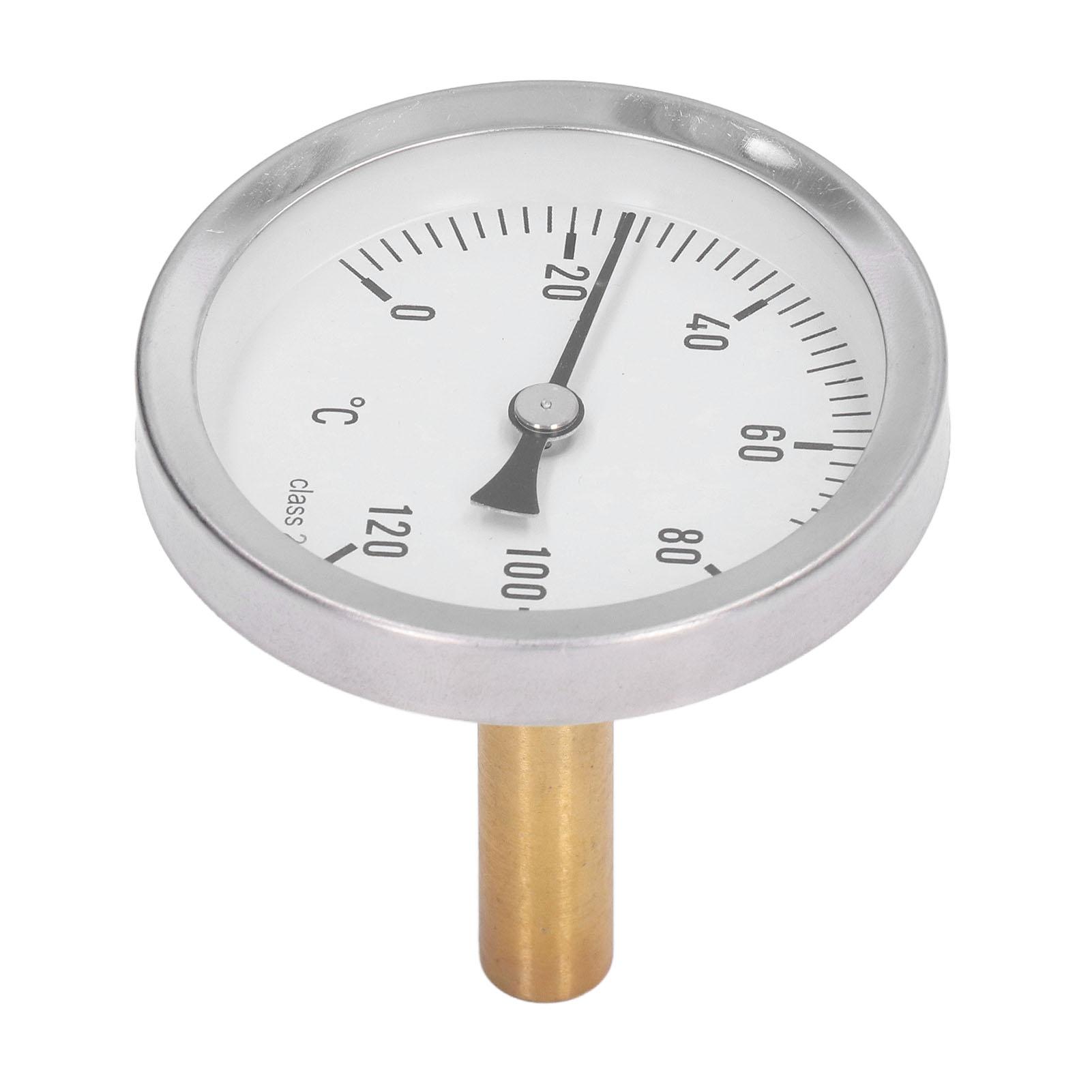 

63mm Dial Thermometer Barbecue Pointer Type Thermometer 0‑120 degrees C Bimetallic Temperature Gauge for Cooking