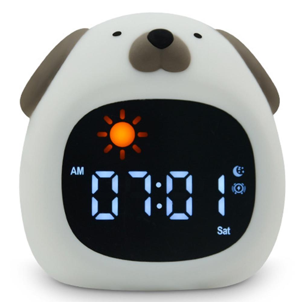 

JL-824 Cartoon Dog Shape White Noise Alarm Clock Sleep Bedside Lamp Tap Control Night Light A