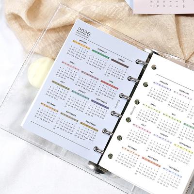 Fromthenon 2026 Calendar Card A5 A6 A7 A8 M5 Loose-leaf Notebook Planner Journal Calendar Loose-leaf Bindings Accessories