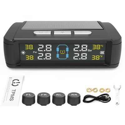 Car Solar TPMS Tire Pressure Alarm Digital Colorful Display 4 External Sensors Waterproof Tire Presssure Monitoring System Boxed