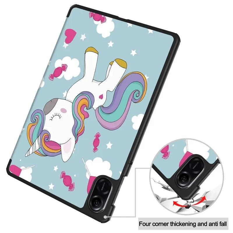 Tablet Coque Für Honor Pad X9 Fall Nette Einhorn Katze Falten Leder Abdeckung Für Funda Honor Pad X8 Pro Ehre tablet X8 Pro Fall Kinder