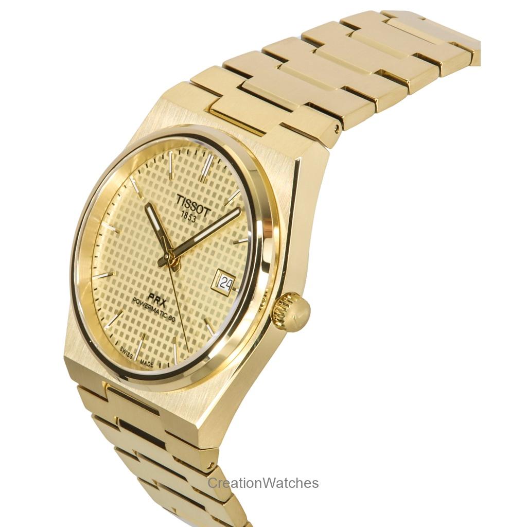 Tissot PRX Powermatic 80 Gold Tone Stainless Steel Champagne Dial Automatic T137.407.33.021.00 100M Men's Watch