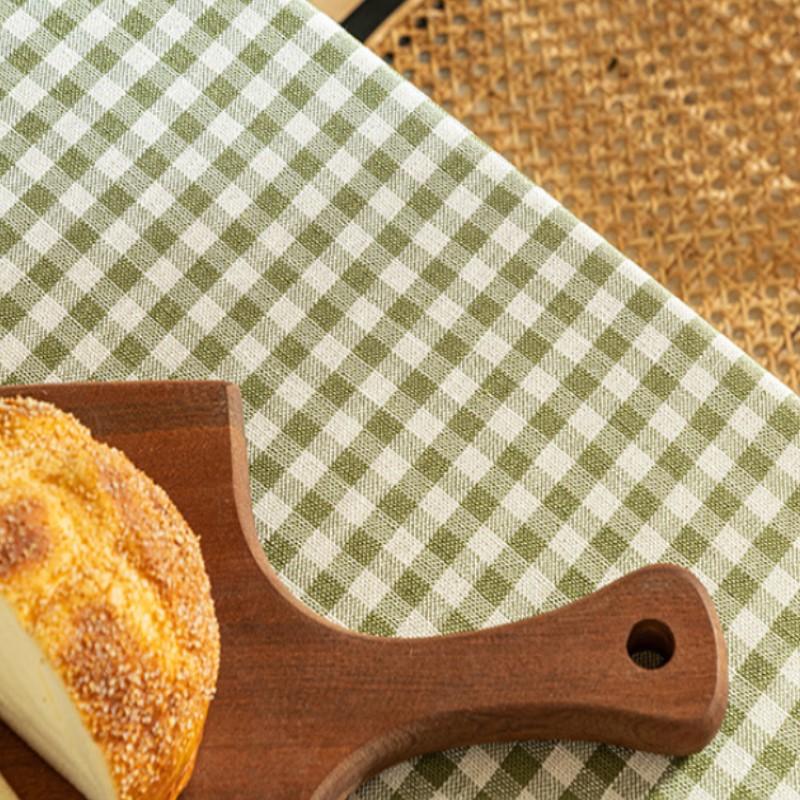 Inyahome Vintage Gingham Checkered Plaid Tablecloth With Tassel Table Cover Cotton Linen Tablecloths For Dinner Party Indoor Use