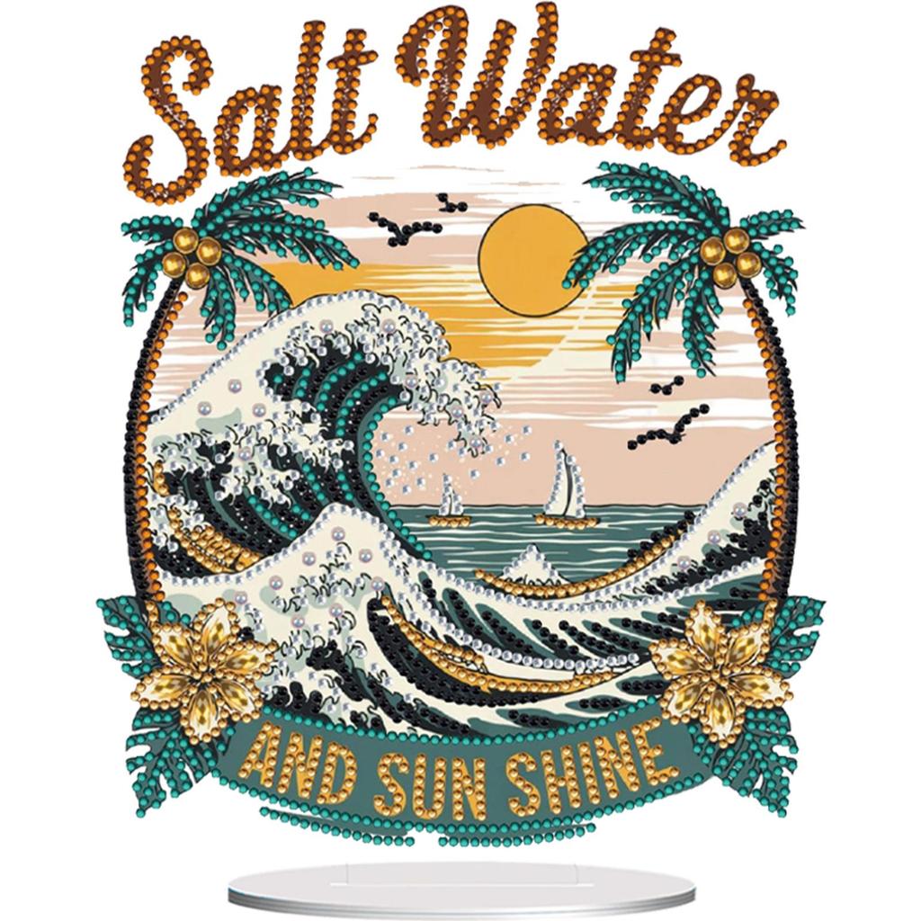 Acrylic Special Shape Cactus Diamond Painting Tabletop Ornaments Kit 5D DIY Diamond Art Tabletop Decorations Bedroom Table Decor