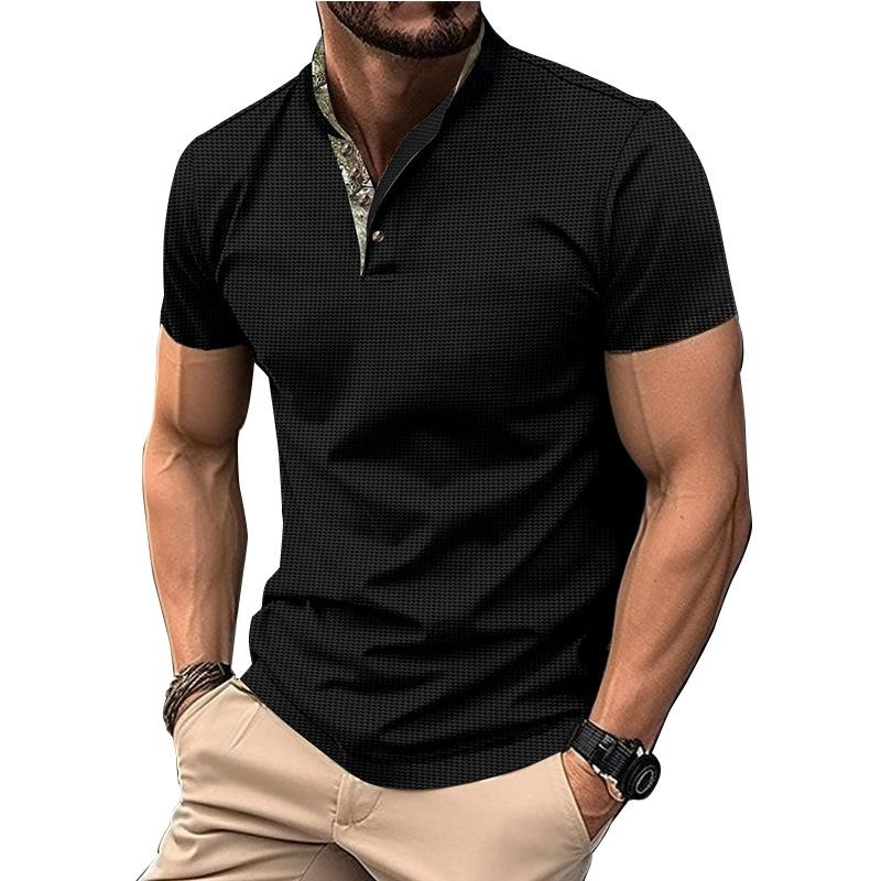 Summer Men's Short Sleeve Tops Waffle Lapel Camouflage Polo Shirt Plus Size Polo Shirt Men's Casual T-Shirt Tops