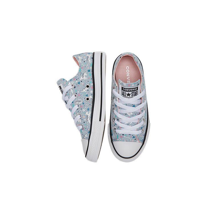 Converse Chuck Taylor All Star Abrasion Resistant Low Top Kids Canvas Shoes Cerulean Multicolor 672102C