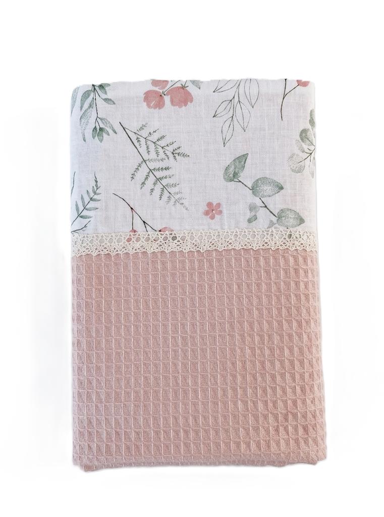 Blanket / waffle blanket 75x100 Summer Eucaliptus powder pink