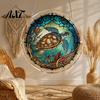 Transparent Acrylic Decor 7.48 Inch Circular DIY Puzzle Suncatcher, Stained Glass Style Window Hanging Ornament, Adult Gift Waterproof Pendant
