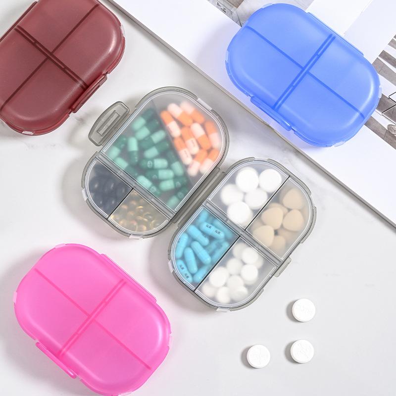 Portable Double Layer Pill Organizer with Eight Compartments Secure Sealed Storage Box for Daily Medication Management