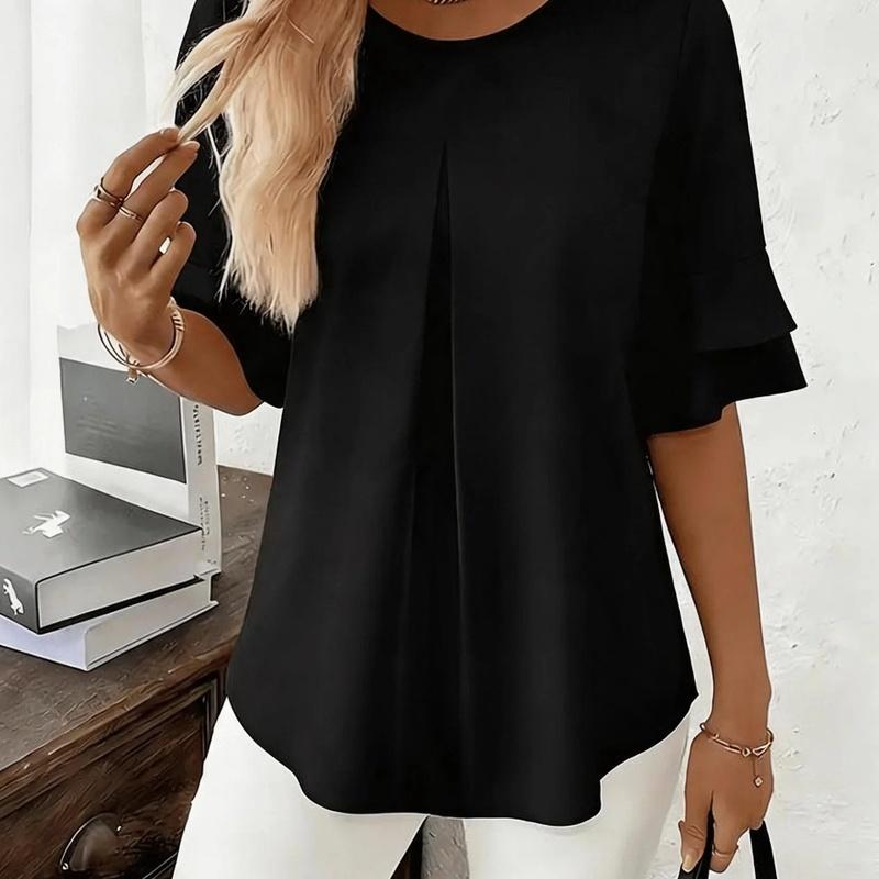 Summer Loose Fit Slimming Ruffle Blouse Women