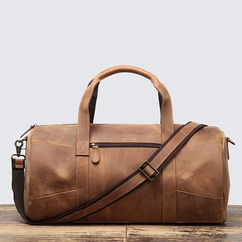 Men s Leather Hand-held Travel Bag Business Cowhide Luggage Large Capacity Single Shoulder Crossbody