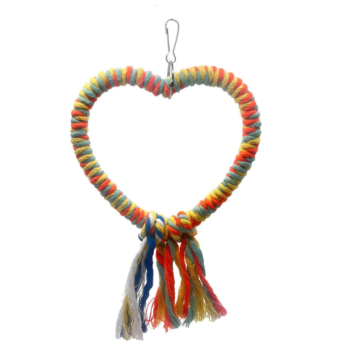 

Love shape cotton rope swing colorful bird toy parrot perch climbing grinding beak stand bird cage decoration accessories