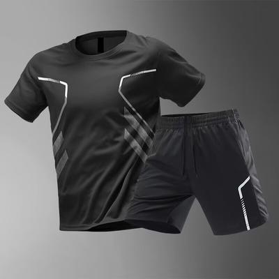 Traje Deportivo de Manga Corta de Secado Rápido para Hombre Tallas Grandes Conjunto de Camiseta y Pantalones Cortos Deportivos de Ocio para Hombre Running Fitness Hombres