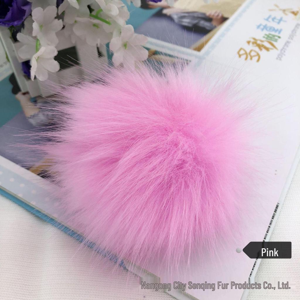 Colored 15cm Fluffy Faux Fur Fox Ball for DIY Hat Pendant