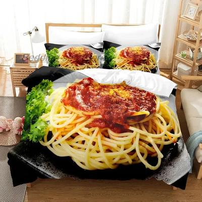 Gourmet Spaghetti Italienisches Bettwäsche-Set Einzelbett Twin Full Queen King Size Bettset Aldult Kinderzimmer Bettbezug-Sets 3D Essen 2022