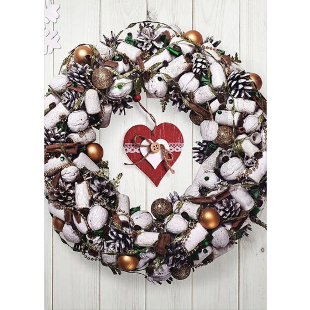 

Алмазная картина Рождественский венок с оленями Зимнее настенное искусство Мозаика из стразов, инкрустированная алмазной вышивкой Украшение для дома своими руками 21*30cm No Frame