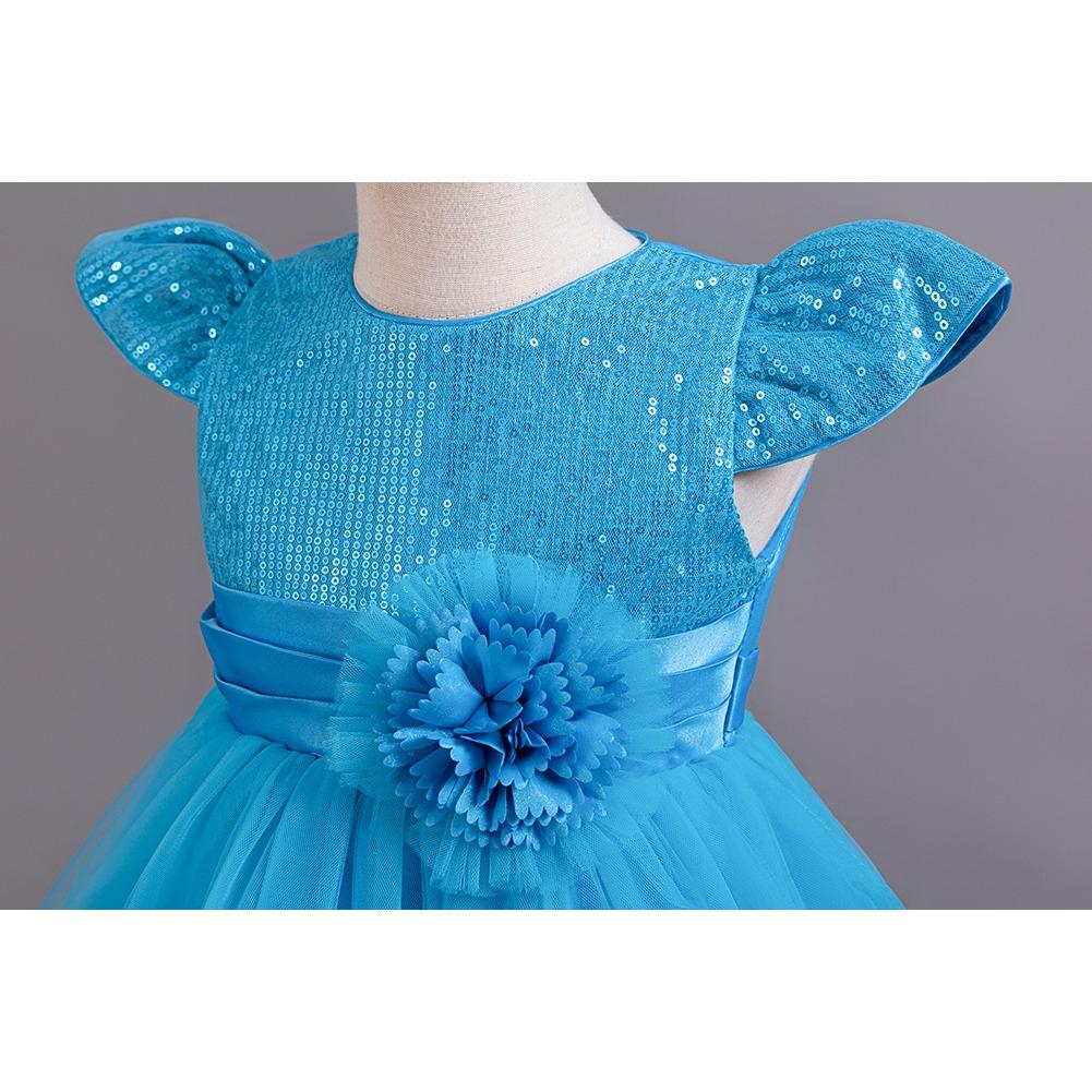Mädchenkleid Kurzarm Pailletten Blume Puffig Prinzessin Kuchenkleid Gehen Bankett Geburtstagsparty Ballkleider 930 Lieblingskleid des kleinen Mädchens Kleider